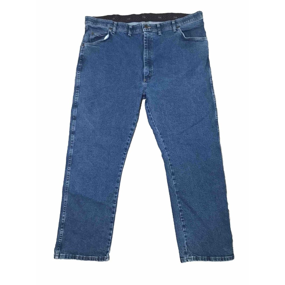 Wrangler Mens Jeans 44X30 Blue Cotton Blend Regular Fit Straight Work Cowboy - Picture 1 of 5